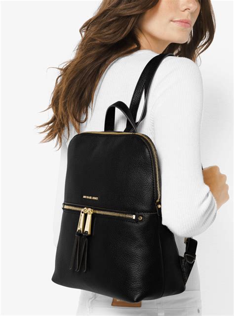 rhea medium slim leather backpack michael kors|Michael Kors rhea zip backpack.